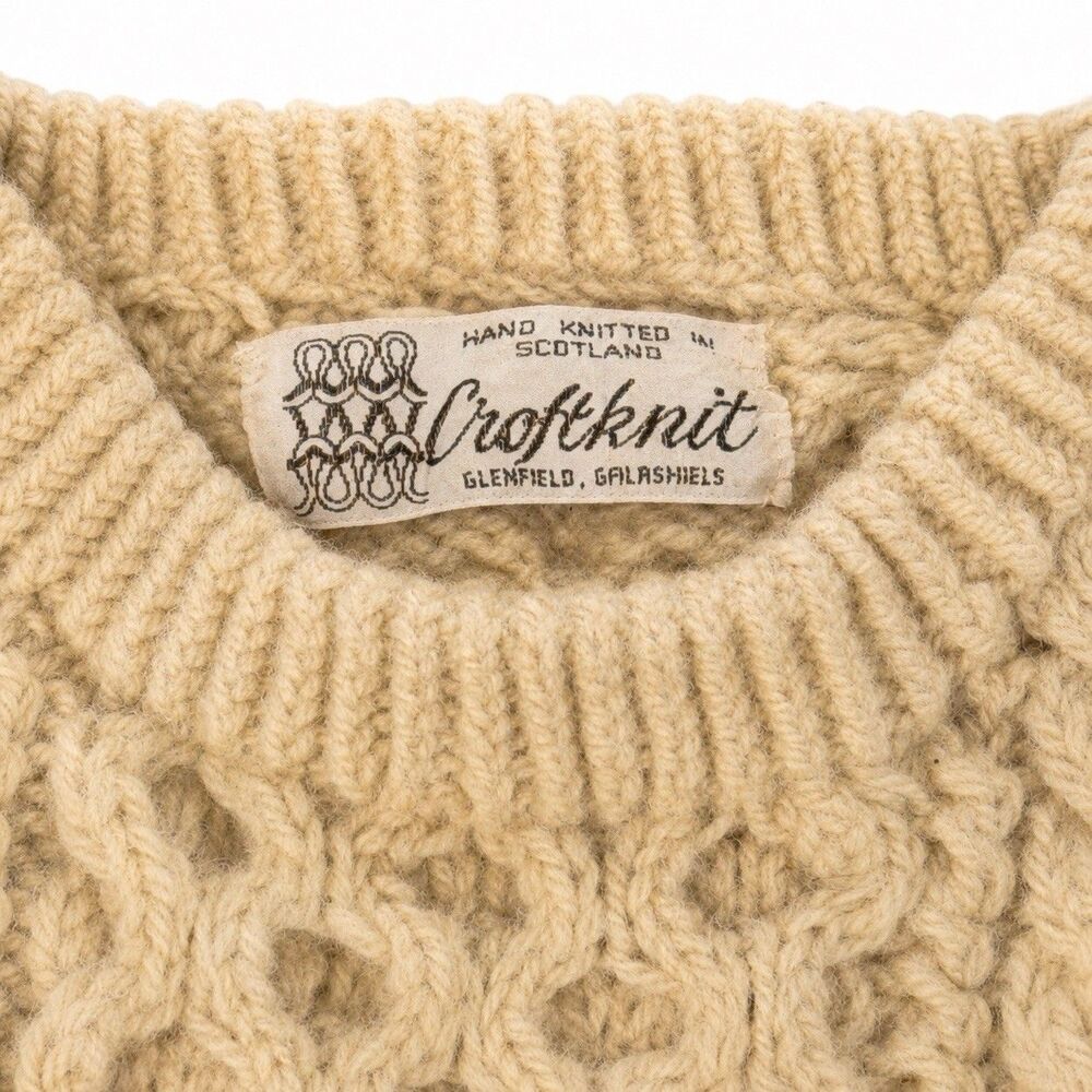 Croftknit Scotland Hand Knit Wool Cable Aran Fisherman Sweater S/M - Picture 5 of 5